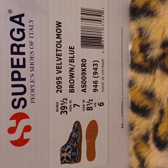 SUPERGA ITALIAN SHOES VELVET BROWN/BLUE SIZE 8.5 WOMENS 7 MENS. - Picture 8 of 9